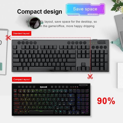 Εικόνα της Πληκτρολόγιο Redragon Sion K653 90% RGB Red Switches (US) Black