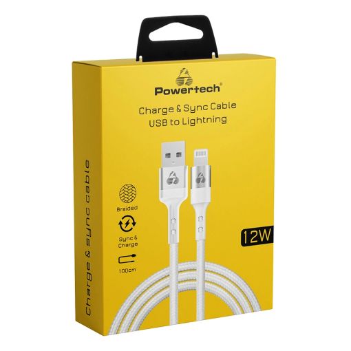 Εικόνα της Καλώδιο Powertech USB-A Male to Lightning Male 12W 1m White PTR-0126