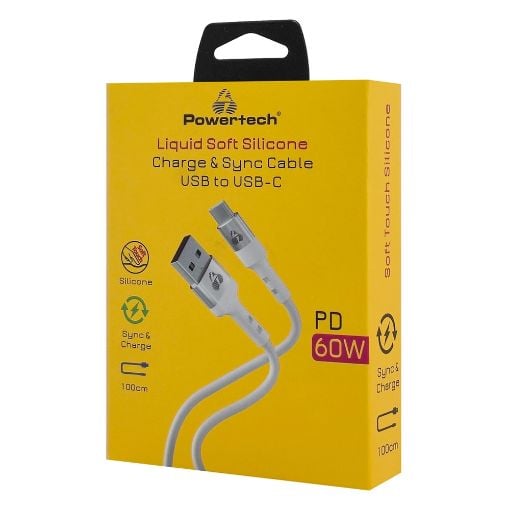Εικόνα της Καλώδιο Powertech USB-A Male to USB-C Male 60W 1m White PTR-0162