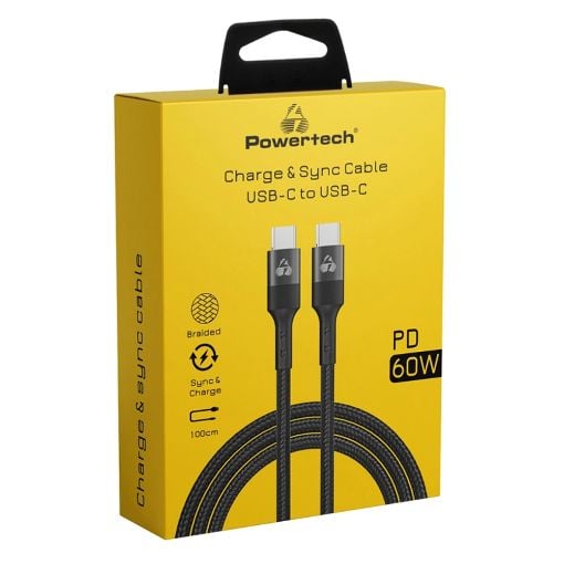 Εικόνα της Καλώδιο Powertech USB-C Male to USB-C Male 60W 1m Black PTR-0130