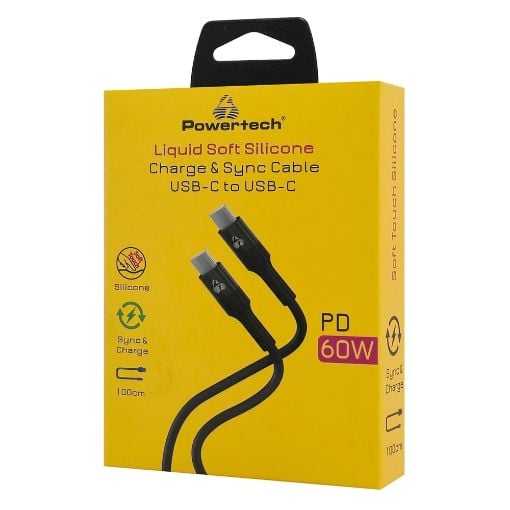 Εικόνα της Καλώδιο Powertech USB-C Male to USB-C Male 60W 1m Black PTR-0163