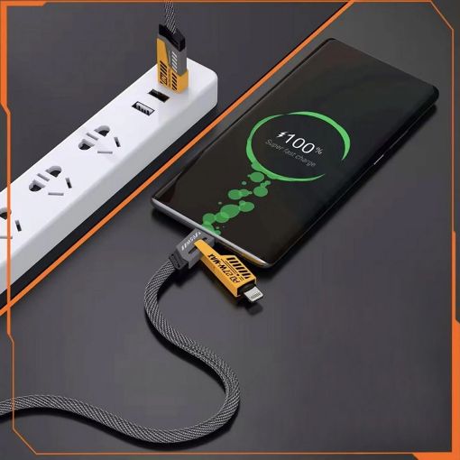 Εικόνα της Καλώδιο Powertech USB-C Male/USB-A Male to USB-C Male/Lightning Male 65W 1m Black PTR-0164