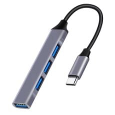 Εικόνα της USB Hub Powertech USB-C to 4 Port USB-A Gray PT-1113
