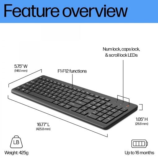 Εικόνα της Πληκτρολόγιο HP 225 Wireless Black (GR) 805T1AA