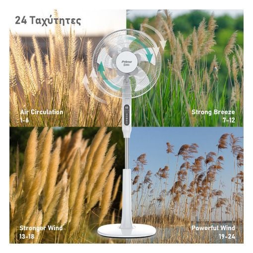 Εικόνα της Ανεμιστήρας Primo 30W 40cm με Τηλεχειριστήριο Λευκός PRSF-80614D