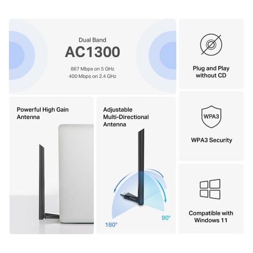Εικόνα της Wi-Fi USB Adapter Mercusys MA30H High Gain AC1300