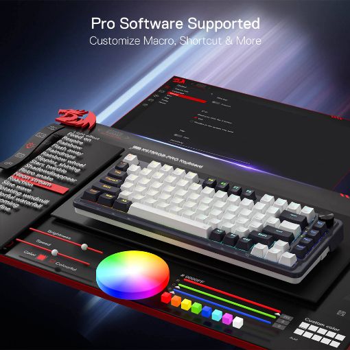 Εικόνα της Πληκτρολόγιο Redragon UCAL K673 Pro 75% Wireless RGB Red Switches (US) Abyssal Blue