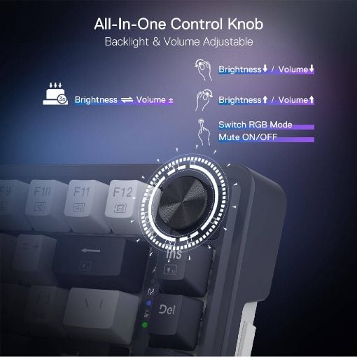 Εικόνα της Πληκτρολόγιο Redragon UCAL K673 Pro 75% Wireless RGB Red Switches (US) Abyssal Blue