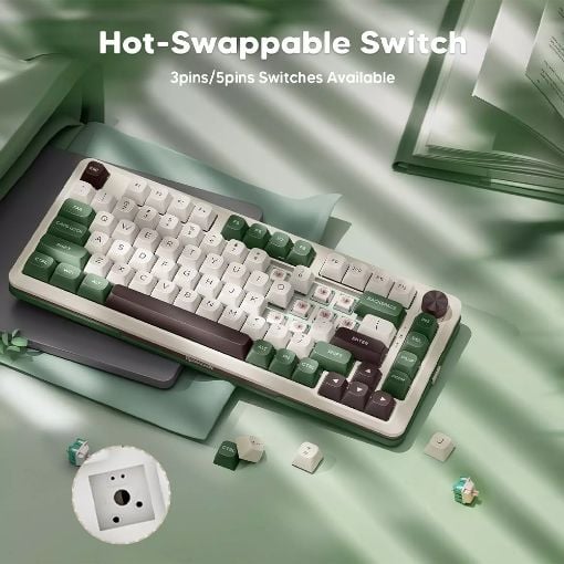 Εικόνα της Πληκτρολόγιο Redragon Cyrus Pro K681 75% Wireless RGB Longyin Switches Mint Green