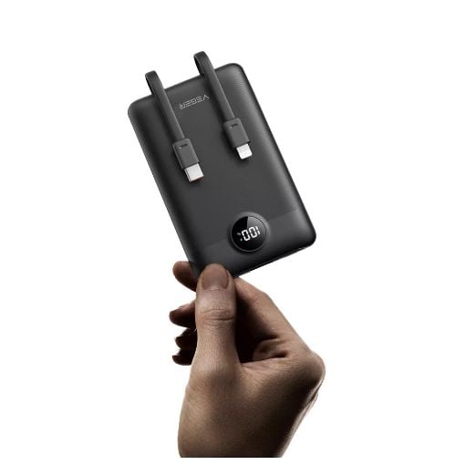 Εικόνα της Power Bank Veger C11 10000mAh με Ενσωματωμένα Καλώδια 22.5W Black W1170