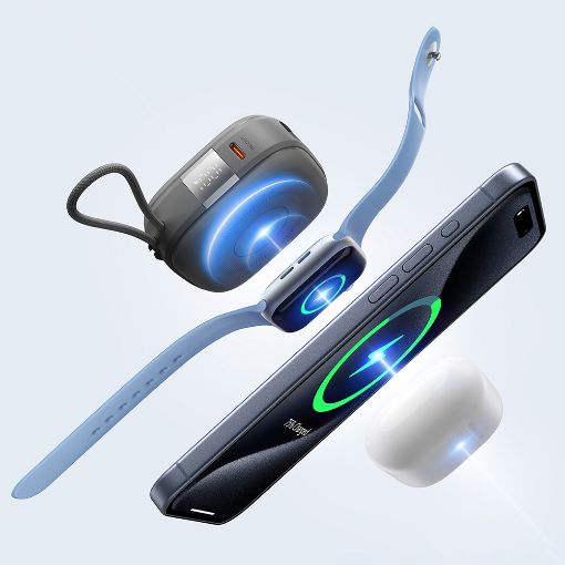 Εικόνα της Power Bank Veger MagCore 3in1 10000mAh με Ασύρματη Φόρτιση & Ενσωματωμένα Καλώδια 15W Grey W1185