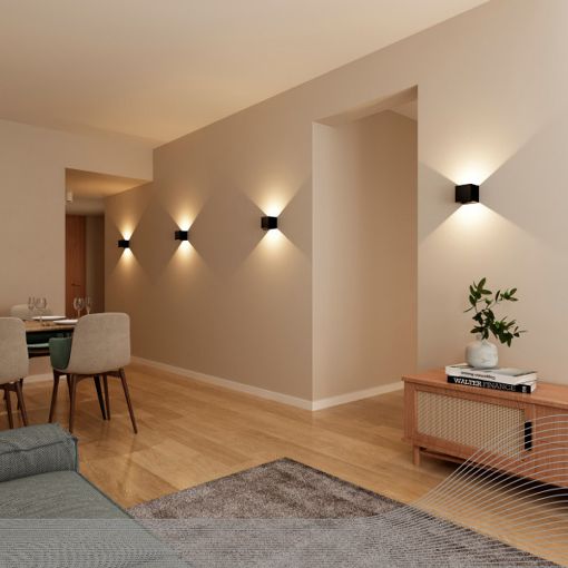 Εικόνα της Επιτοίχιο Φωτιστικό Up & Down 123LED Amarillo 2700K IP54 με Αισθητήρα Κίνησης Black