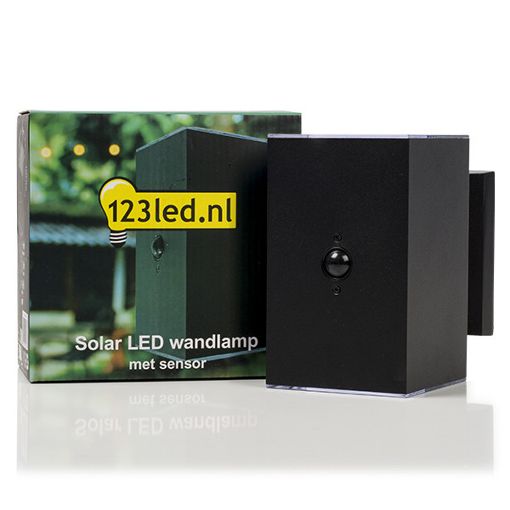 Εικόνα της Ηλιακό Επιτοίχιο Φωτιστικό Up & Down 123LED Oxford 3000K IP54 με Αισθητήρα Κίνησης Black
