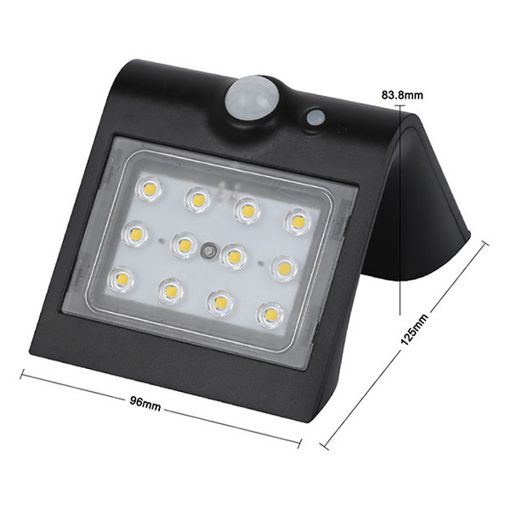 Εικόνα της Ηλιακό Επιτοίχιο Φωτιστικό 123LED Osaka 3000K IP65 με Αισθητήρα Κίνησης Black