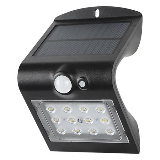 Εικόνα της Ηλιακό Επιτοίχιο Φωτιστικό 123LED Osaka 3000K IP65 με Αισθητήρα Κίνησης Black