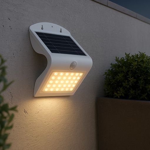 Εικόνα της Ηλιακό Επιτοίχιο Φωτιστικό 123LED Yokohama 3000K IP65 με Αισθητήρα Κίνησης White