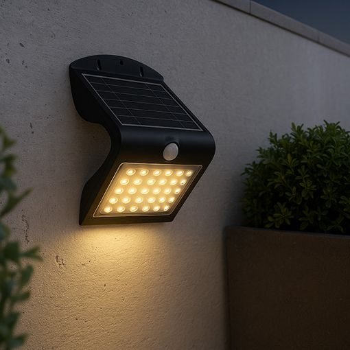 Εικόνα της Ηλιακό Επιτοίχιο Φωτιστικό 123LED Yokohama 3000K IP65 με Αισθητήρα Κίνησης Black