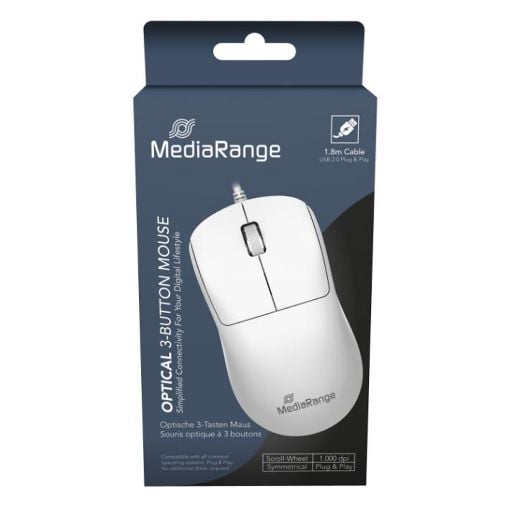 Εικόνα της Ποντίκι MediaRange Optical 4-Button Wireless White MROS257