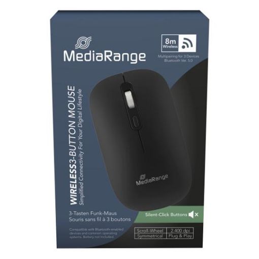 Εικόνα της Ποντίκι MediaRange Optical 4-Button Wireless Black MROS267