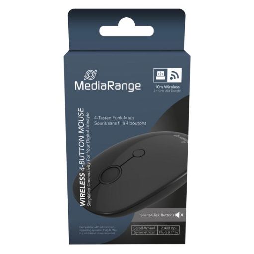 Εικόνα της Ποντίκι MediaRange Optical 4-Button Wireless Black MROS268