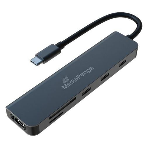 Εικόνα της Docking Station MediaRange USB Type-C 6-in-1 Silver MRCS519