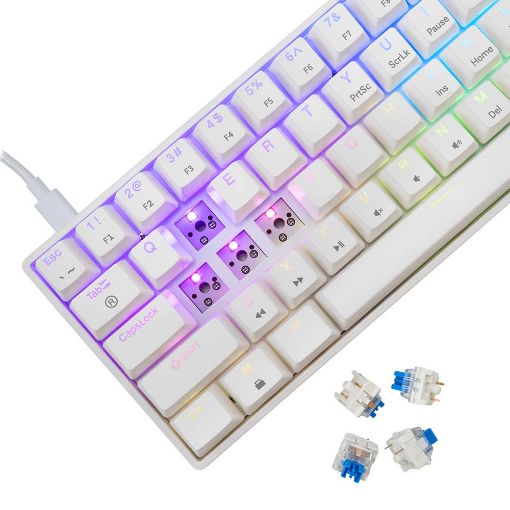 Εικόνα της Πληκτρολόγιο White Shark Shinobi 2 60% RGB Hot-Swappable Blue Switches (US) White GK-004221
