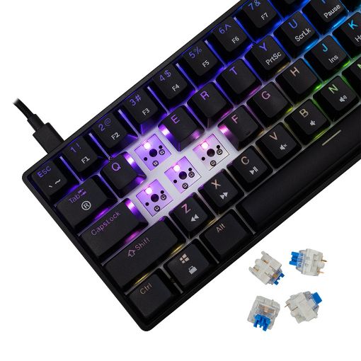 Εικόνα της Πληκτρολόγιο White Shark Shinobi 2 60% RGB Hot-Swappable Blue Switches (US) Black GK-004121