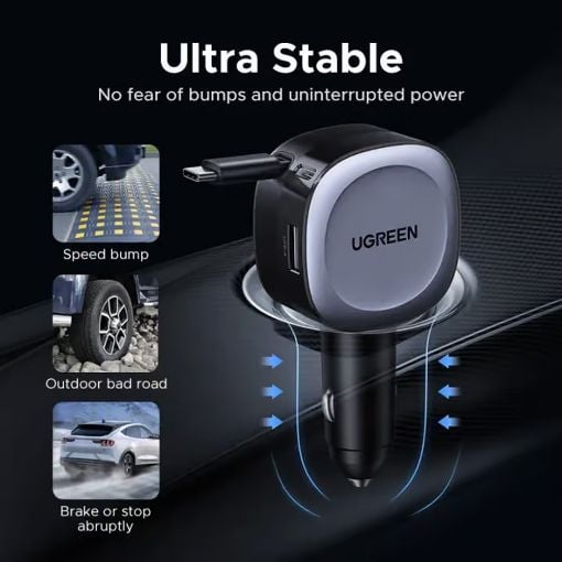 Εικόνα της Φορτιστής Αυτοκινήτου Ugreen EC601 USB-C & USB-A 75W με Καλώδιο USB-C Grey 55653
