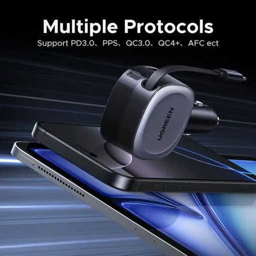 Εικόνα της Φορτιστής Αυτοκινήτου Ugreen EC601 USB-C & USB-A 75W με Καλώδιο USB-C Grey 55653
