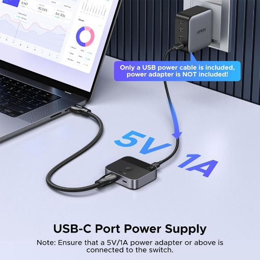 Εικόνα της Switch Ugreen AW502 USB-C 4K/60Hz 2-Port Black 55451