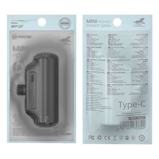 Εικόνα της Power Bank Wekome WP-07 USB-C 3000mAh 10W Black