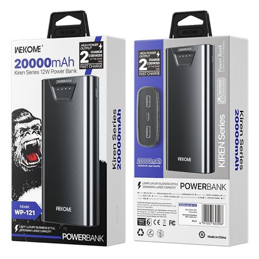 Εικόνα της Power Bank Wekome WP-121 20000mAh 12W Black