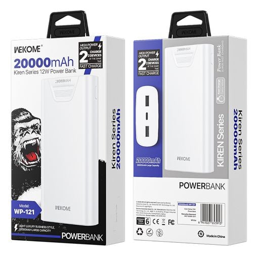 Εικόνα της Power Bank Wekome WP-121 20000mAh 12W White