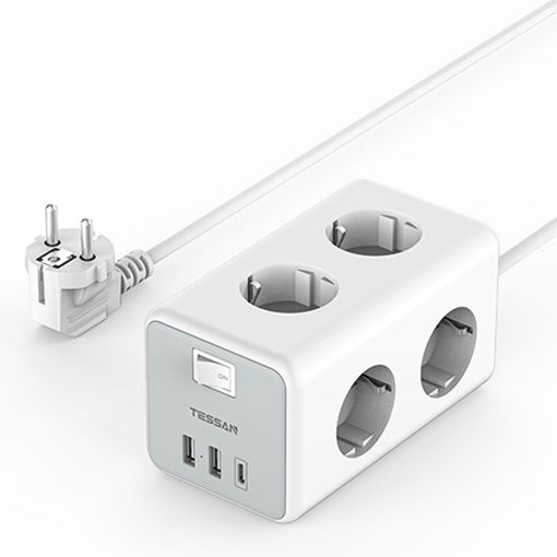 Εικόνα της Πολύπριζο Tessan 6 Θέσεων με 2x USB-A & 1x USB-C TS-306-C