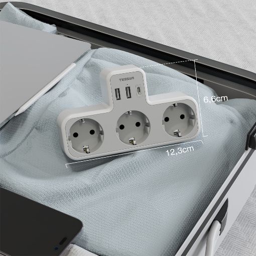 Εικόνα της Tessan Wall Outlet 3 Θέσεων με 2x USB-A & 1x USB-C TS-323-C