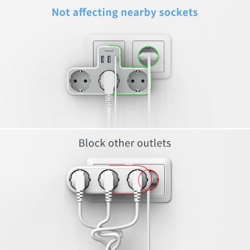 Εικόνα της Tessan Wall Outlet 3 Θέσεων με 2x USB-A & 1x USB-C TS-323-C