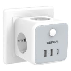 Εικόνα της Tessan Wall Outlet Cube 3 Θέσεων με 2x USB-A & 1x USB-C TS-301-DE-C