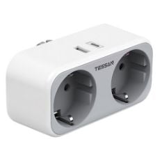 Εικόνα της Πολύπριζο Tessan Τοίχου 2 Θέσεων με 1x USB-A & 1x USB-C TS-WS02DE01