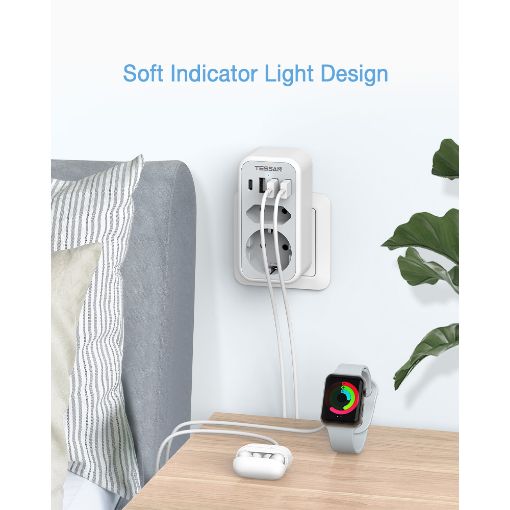 Εικόνα της Tessan Wall Socket 2 Θέσεων με 3x USB-A & 1x USB-C TS-328-DE-C
