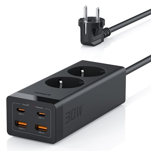 Εικόνα της Πολύπριζο Tessan 2 Θέσεων με 2x USB-A & 2x USB-C TS-FS01DE00
