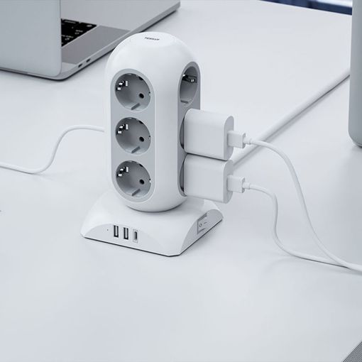 Εικόνα της Πολύπριζο Tessan Tower Surge Protector 12 Θέσεων με 2x USB-A & 1x USB-C TPS02-DE-C