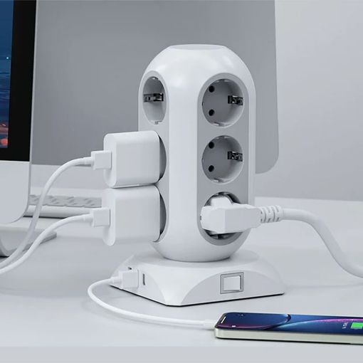 Εικόνα της Πολύπριζο Tessan Tower Surge Protector 12 Θέσεων με 2x USB-A & 1x USB-C TPS02-DE-C
