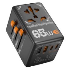 Εικόνα της Φορτιστής Tessan Universal Travel Adapter με 2x USB-A & 2x USB-C 65W Black TS-WTA03