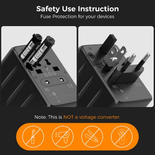 Εικόνα της Φορτιστής Tessan Universal Travel Adapter με 2x USB-A & 1x USB-C 15W Black TS-WTA01