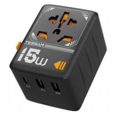 Εικόνα της Φορτιστής Tessan Universal Travel Adapter με 2x USB-A & 1x USB-C 15W Black TS-WTA01
