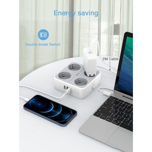 Εικόνα της Πολύπριζο Tessan 4 Θέσεων με 2x USB-A & 1x USB-C TS-302-C