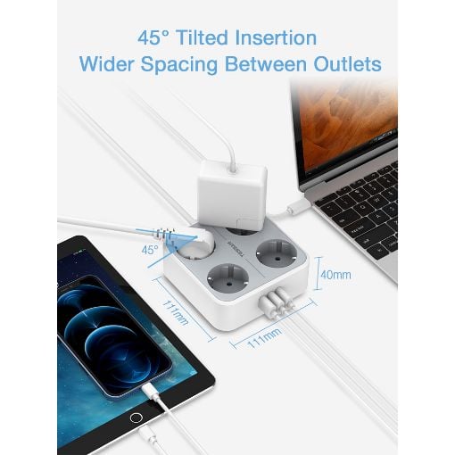 Εικόνα της Πολύπριζο Tessan 4 Θέσεων με 2x USB-A & 1x USB-C TS-302-C
