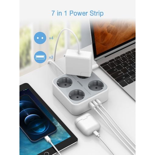 Εικόνα της Πολύπριζο Tessan 4 Θέσεων με 2x USB-A & 1x USB-C TS-302-C