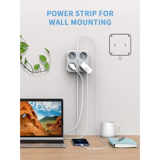 Εικόνα της Πολύπριζο Tessan 4 Θέσεων με 2x USB-A & 1x USB-C TS-302-C