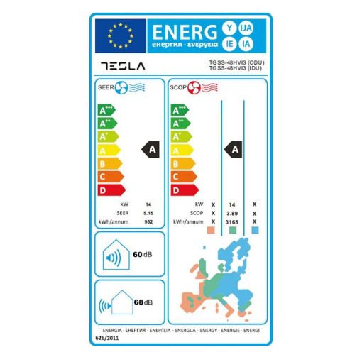 Εικόνα της Επαγγελματικό Κλιματιστικό Tesla TGSS-48HVI3 Τύπου Ντουλάπα 48.000BTU Α/Α Silver